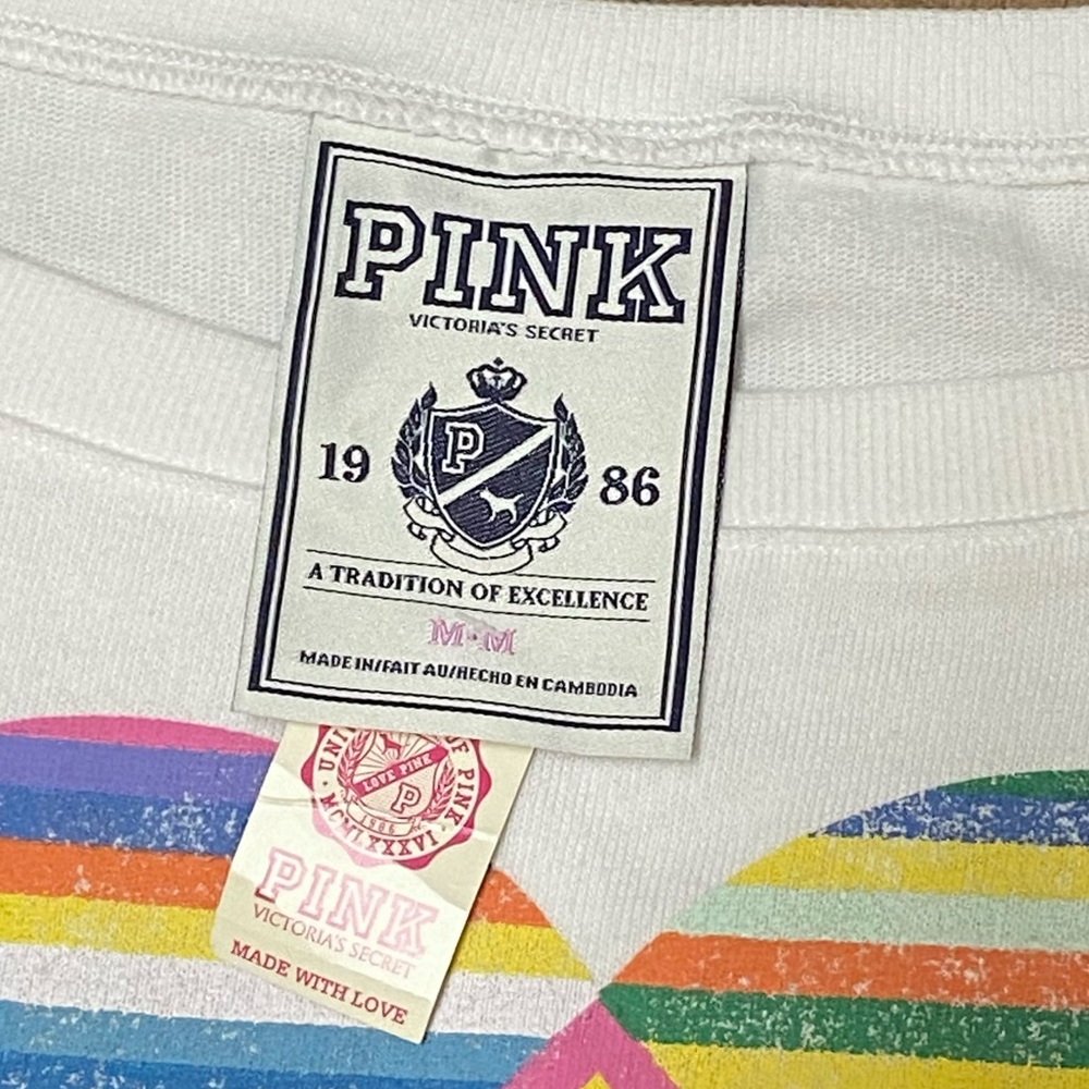 PINK VS VINTAGE RETRO VINTAGE RAINBOW PULLOVER LONG SLEEVE TOP - Picture 4 of 5